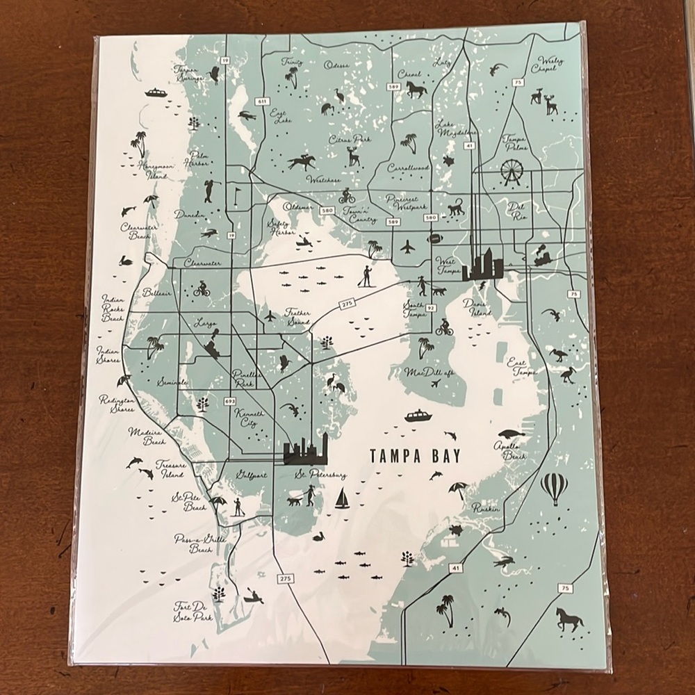 11” x 14” map of Tampa Bay.